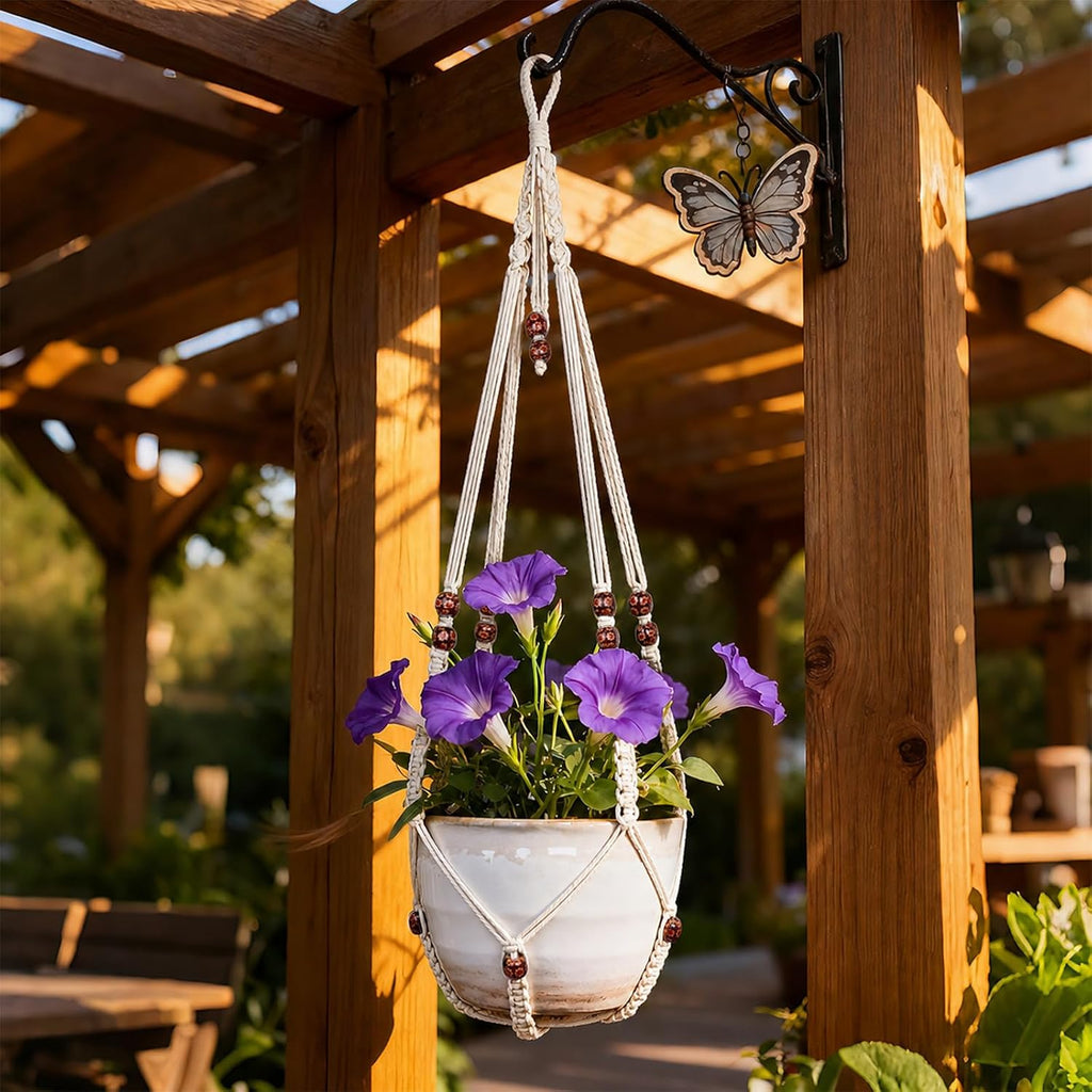 Macrame Plant Hanger Indoor 35 Inch Hanging Basket Ivory 2Pack