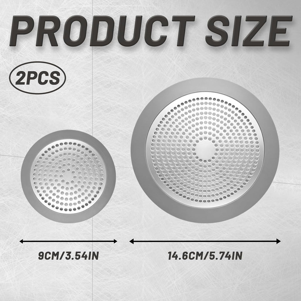 2PCS Shower Drain Hair Catcher, Weighted Metal Bathtub Drain Strainer