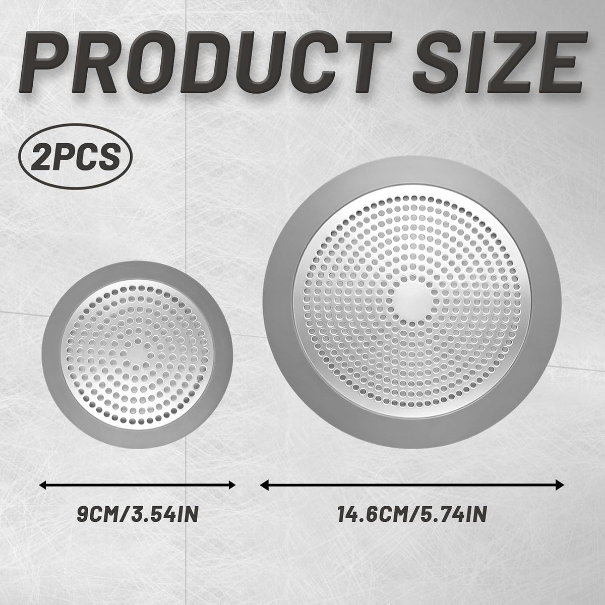 2PCS Shower Drain Hair Catcher, Weighted Metal Bathtub Drain Strainer