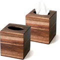 Acacia Wood Tissue Box Cover, Square Wooden Tissue Box Holder, 2 Pack