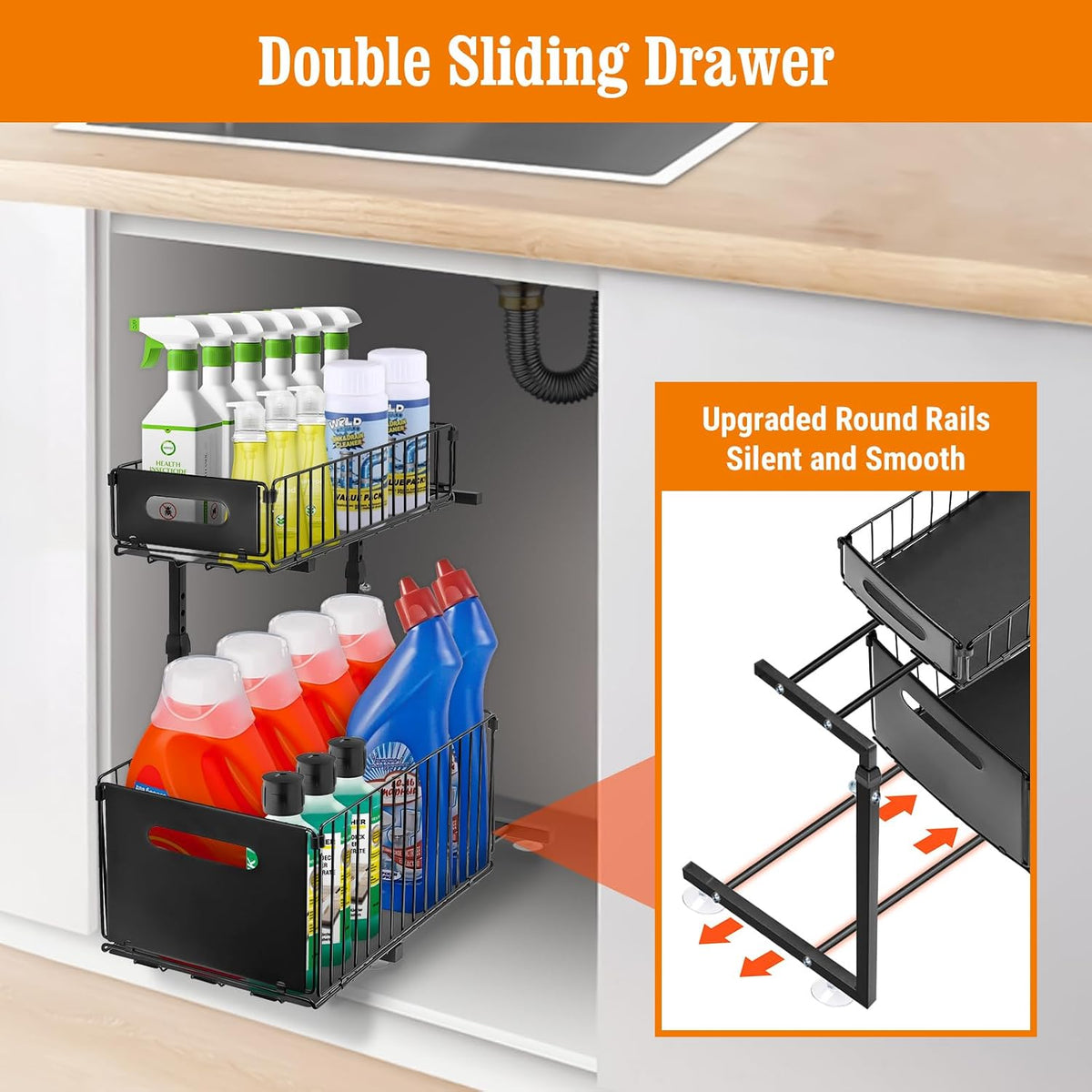 Under Sink Organizers and Storage, 2-Tier Pull Out Cabinet Organizer