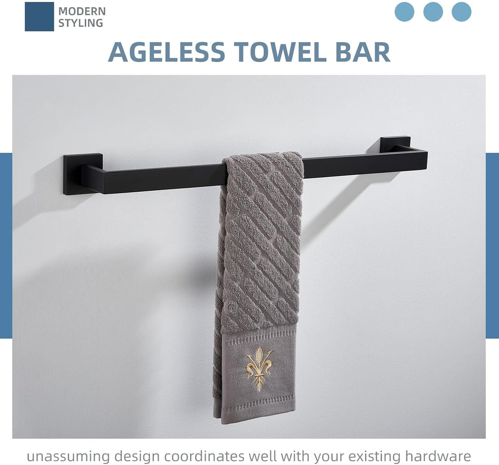 Angle Simple 23.74 Inches Towel Bar, Bathroom Towel Holder, Matte Black