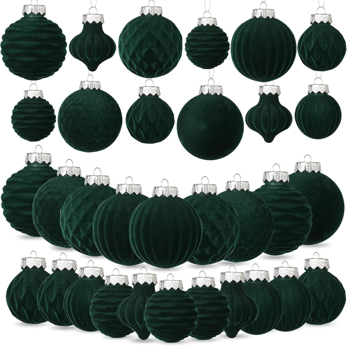 ZenNex 25Pack Velvet Xmas Ball Ornaments for Christmas Tree, Emerald Green