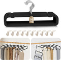 Velvet Felt Pants Hangers 30 Pack, with Cascading Hooks (Black)