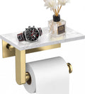 BWE Brushed Gold Toilet Paper Holder with Marble Shelf Wall Mounted