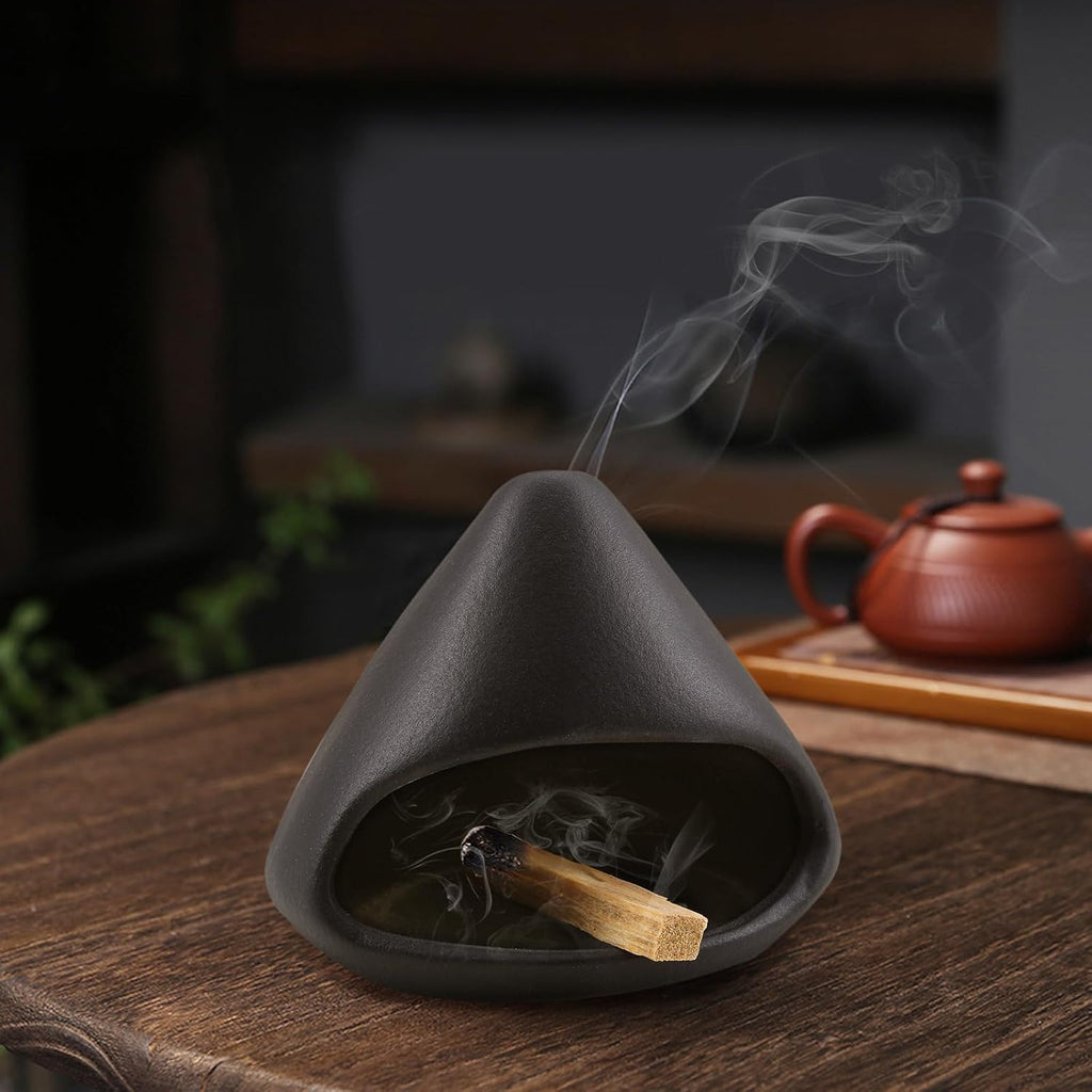 Yawlsow Palo Santo Holder Burner, Charcoal Bakhoor Incense Burner,Smudge Bowl,Sage Holder,Ash Catcher for Meditation Zen Decor (Black)