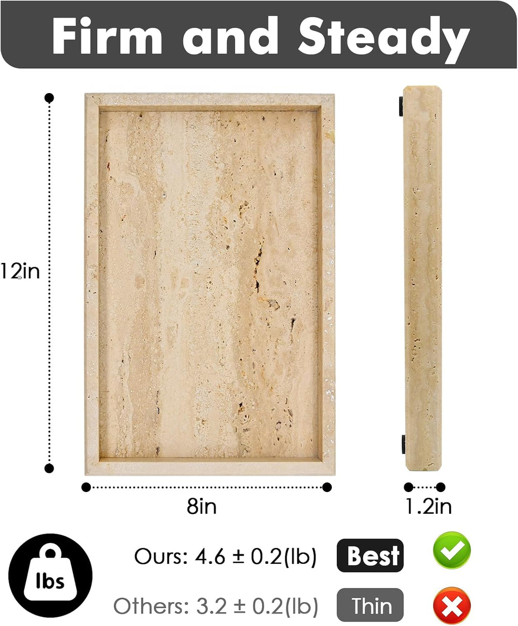 Real Natural Travertine Tray for Bathroom, Vanity, Kitchen Counter