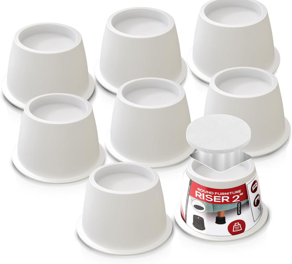 Utopia Bedding 2 Inch Bed Risers 8 Pack, Round Heavy Duty, White