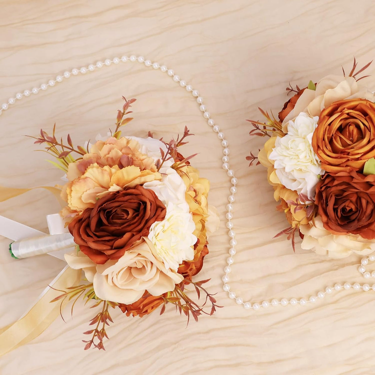 Set of 6 Bridesmaid Bouquets for Wedding - Artificial Bouquets for Bridesmaids Flowers Silk Floral Ceremony Anniversary Centerpieces Decorations - Wildflower，9 Inch