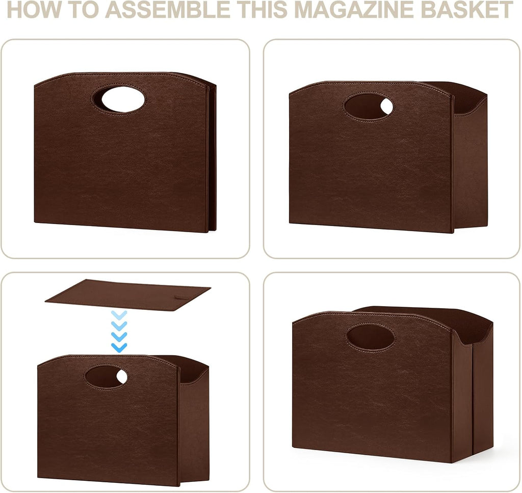 Magazine Rack Floor foldable Magazine Holders Basket Organizer Newspaper Storage Bin Organizer for Home Document File Holder brown