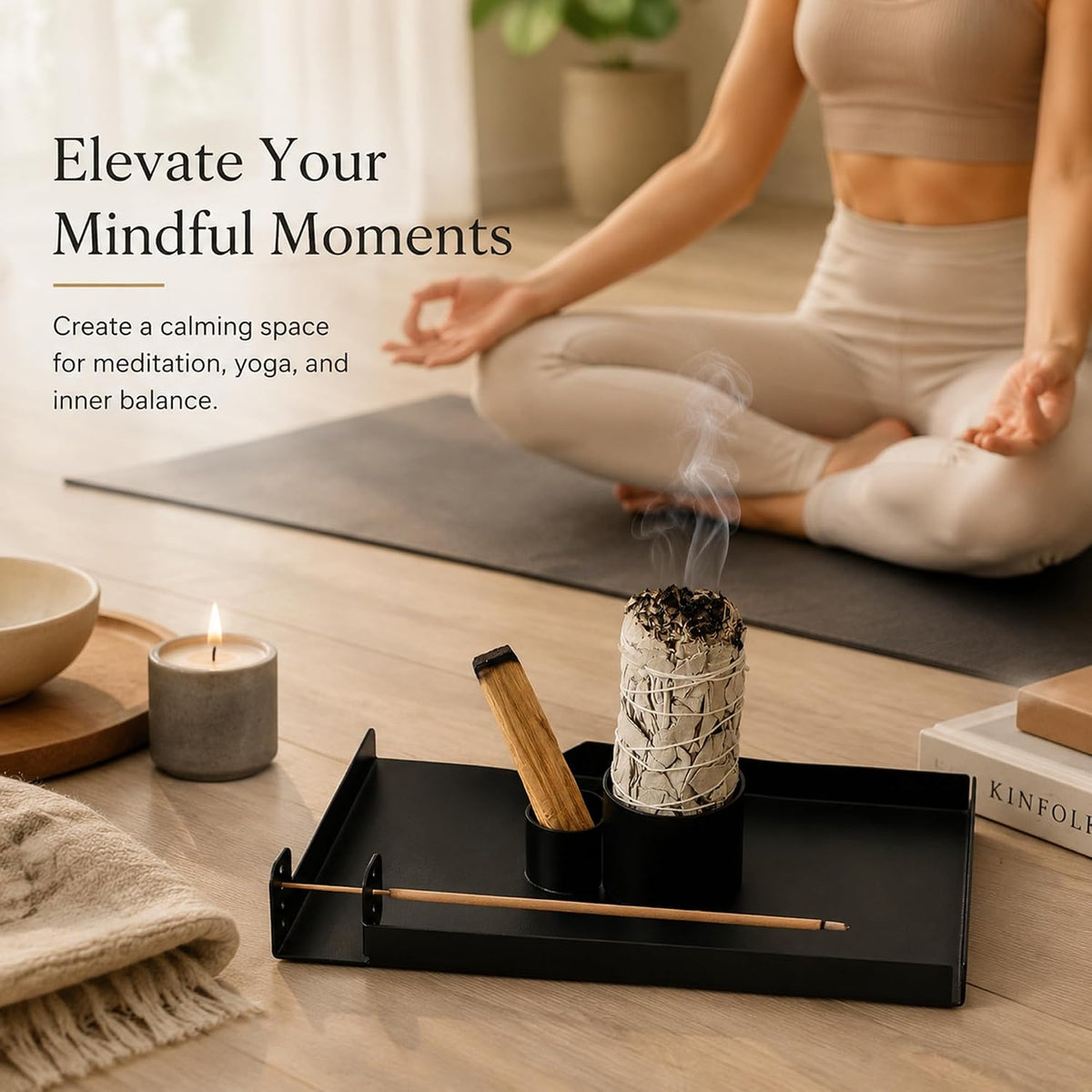 4 in 1 Incense Holder, Sage and Palo Santo Holder with Ash Catch Tray