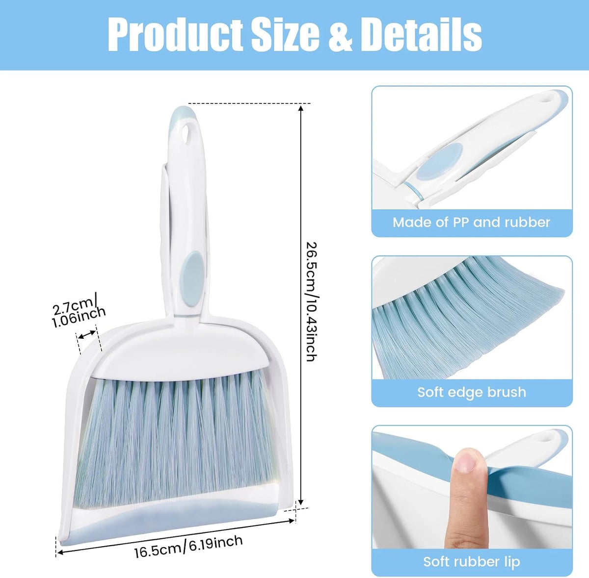 Dust pan, Mini Dustpan and Brush Set, Small Broom and Dustpan Set, Small Hand Broom and dust pan Set, Whisk Broom, Dust pan and Brush for Desk, Table, Home, Kitchen (Light Green 2pcs)