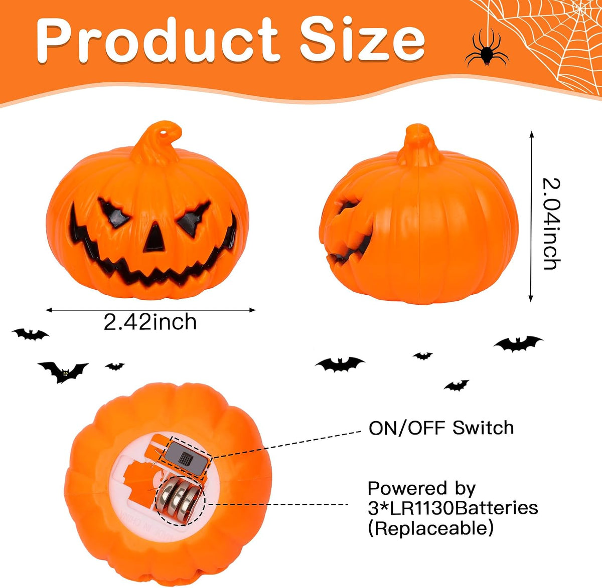 6 Pack Halloween Pumpkin Flameless Candles Battery Operated LED Tealight Candles for Home Room Decorations, Light Up Halloween Decorations Indoor for Table Party Office Fireplace halloween Gifts