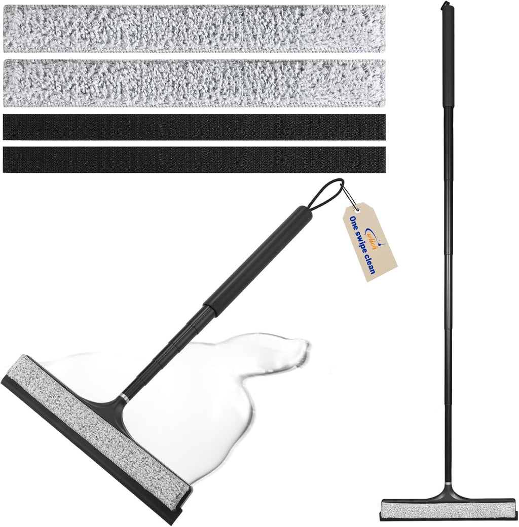 wlich Shower Squeegee with Long Handle, Telescoping Window and Floor Wiper