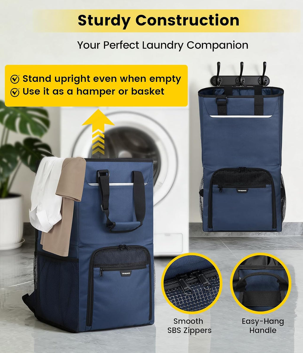 Vorspack Laundry Backpack for College Students, 2 in 1 Laundry Bag, Blue