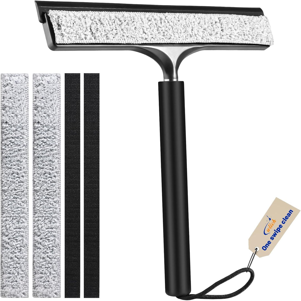 wlich Shower Squeegee with Long Handle, Telescoping Window and Floor Wiper