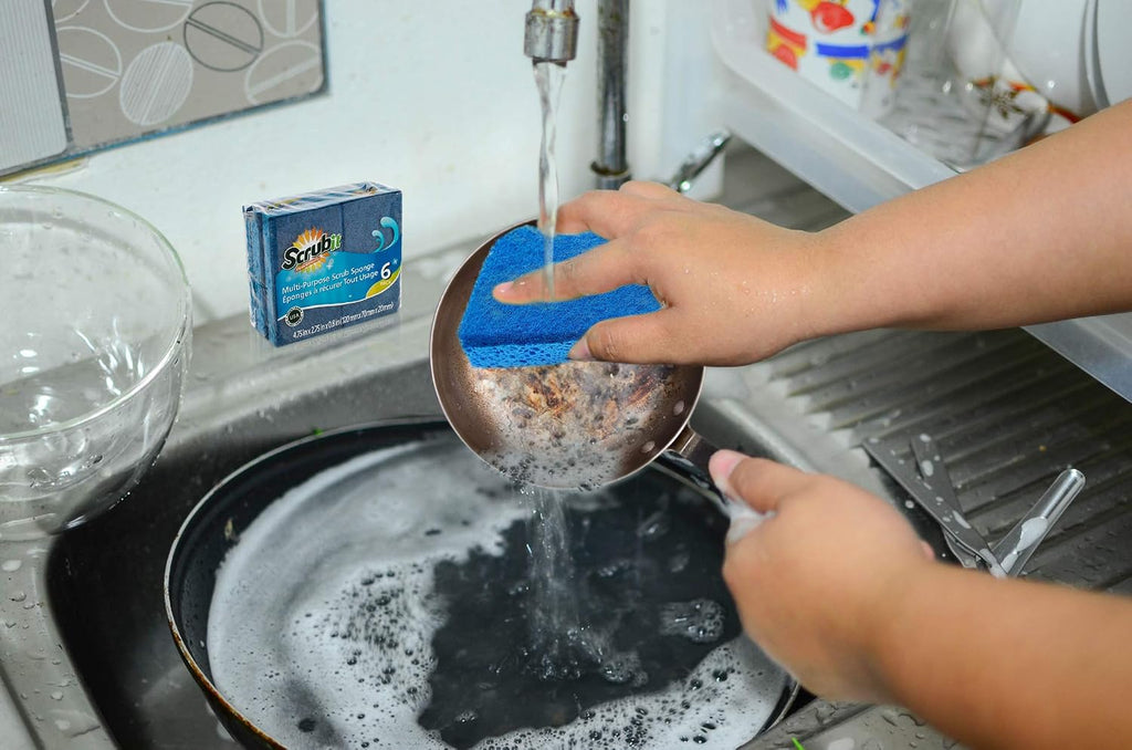 Scrubit Non-Scratch Cleaning Scrub Sponges- Scrubbing Dish Sponge Ideal for Washing Kitchen,Dishes, Bathroom &More – Dishwashing Sponge Along with A Thought Scrubber – 24 sponges