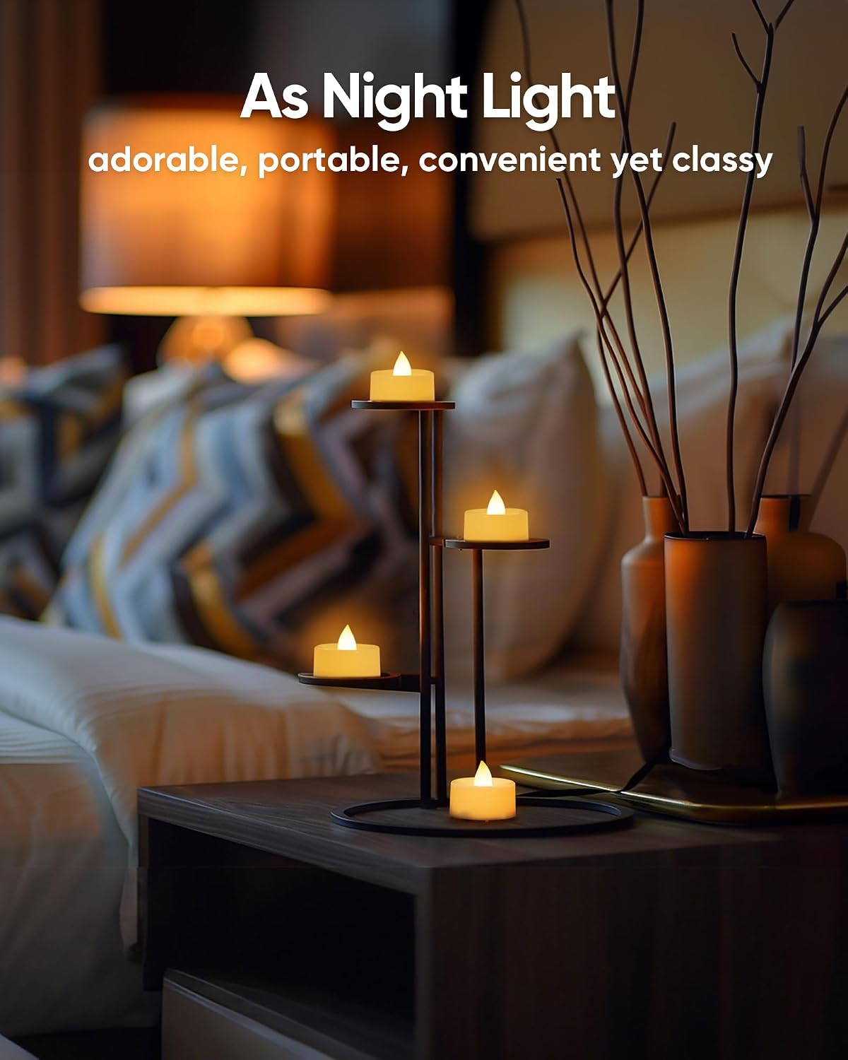 Amagic 100 Pcs Flickering Flameless LED Tea Lights Battery Operated, Ivory
