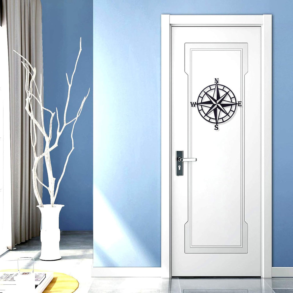 ESTART 14In Black Nautical Compass Metal Beach Theme Wall Hanging Decor
