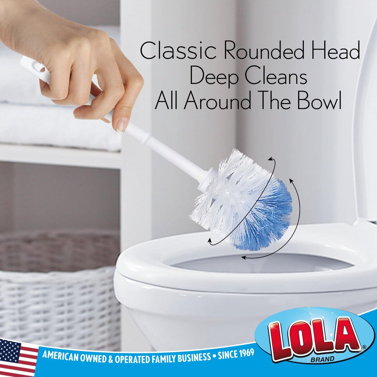 LOLA Eurostyle Toilet Bowl Brush, Durable Fiber Stiff Bristles, Non-Scratch - 2 Packs of 2 (4 Units)
