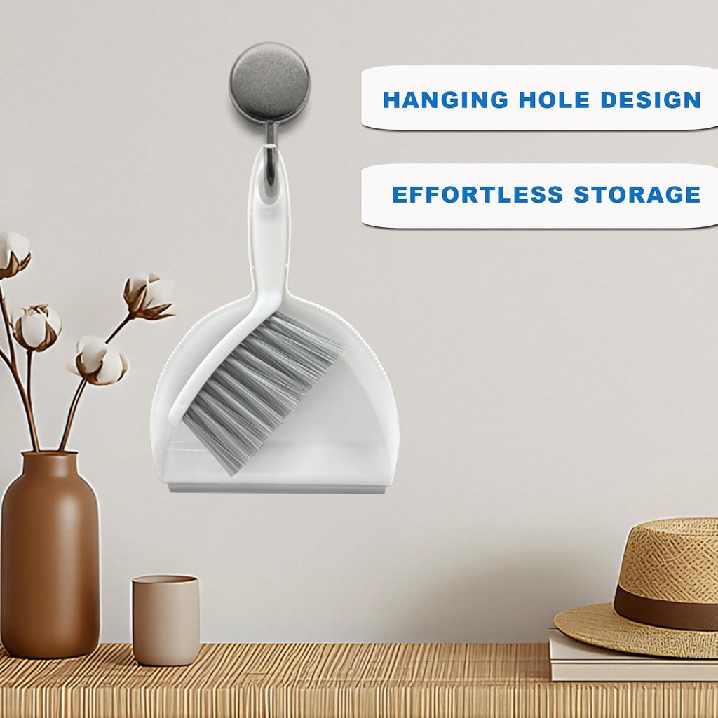Mini Broom and Dustpan Set Small Dust pan & Brush Set Portable Cleaning Tools for Home Office RV Camping Learning (Grey)