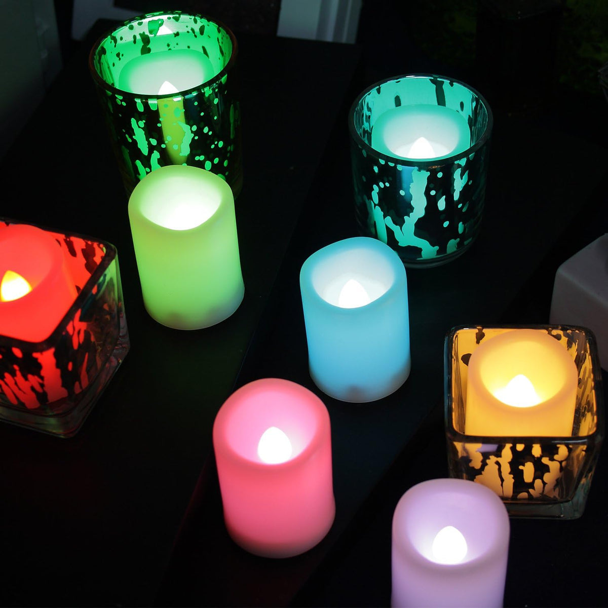 6 Battery Operated Flameless Color Changing LED Votive Candles w/Remote