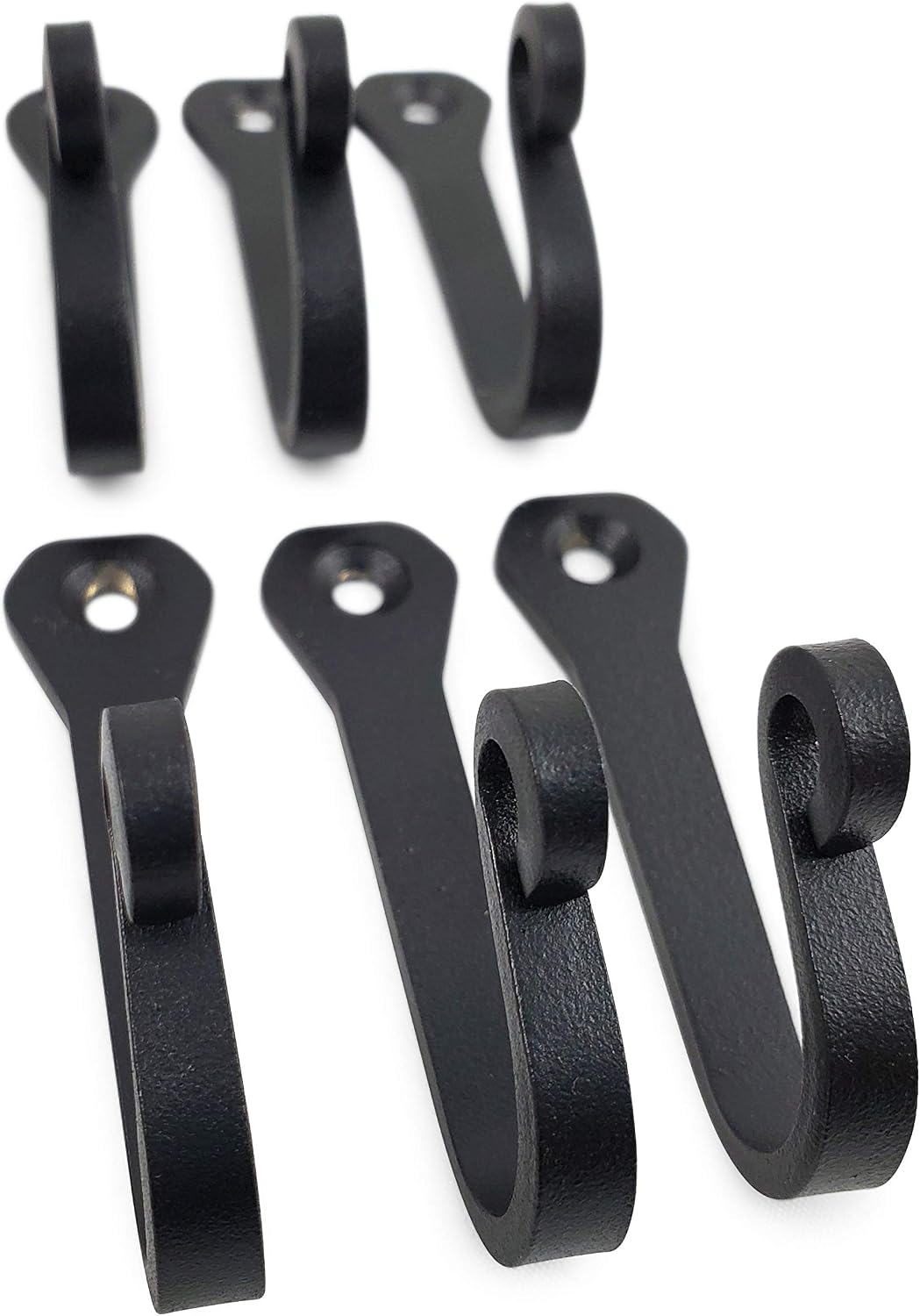 Heavy Duty Cast Iron Wall Hooks – Multi-Purpose hangers for Cast Iron Pots & Pans, Mugs, Towels, Coats, Hats, fireplace, Entryway & More – Rustic Farmhouse Craftsman Décor – Matte Black (6 Pack)
