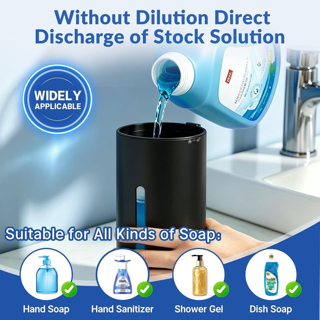 Automatic Liquid Soap Dispenser Touchless,6-Level Adjustable,USB Rechargeable Smart Soap Dispenser,16.9oz/500mL Compatible with Thick Thin Dish/Hand Soap for Bathroom Accessories Kitchen Sink-Black