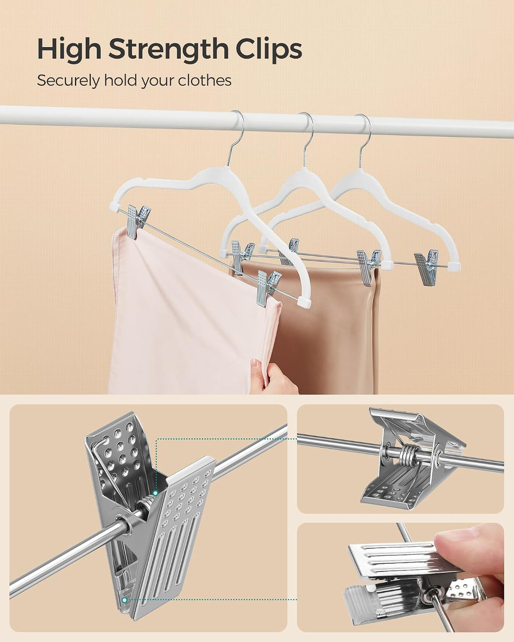 SONGMICS 30-Pack Pants Hangers, Velvet Hanger with Adjustable Clips