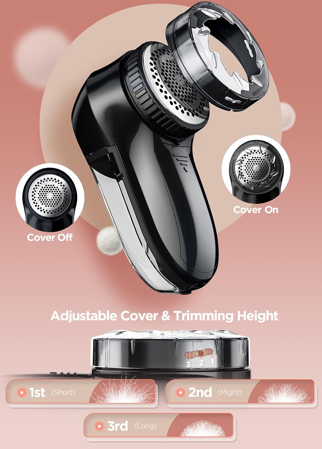 Bymore Fabric Shaver, Lint Shaver, Sweater Shaver for Clothes, Space Black