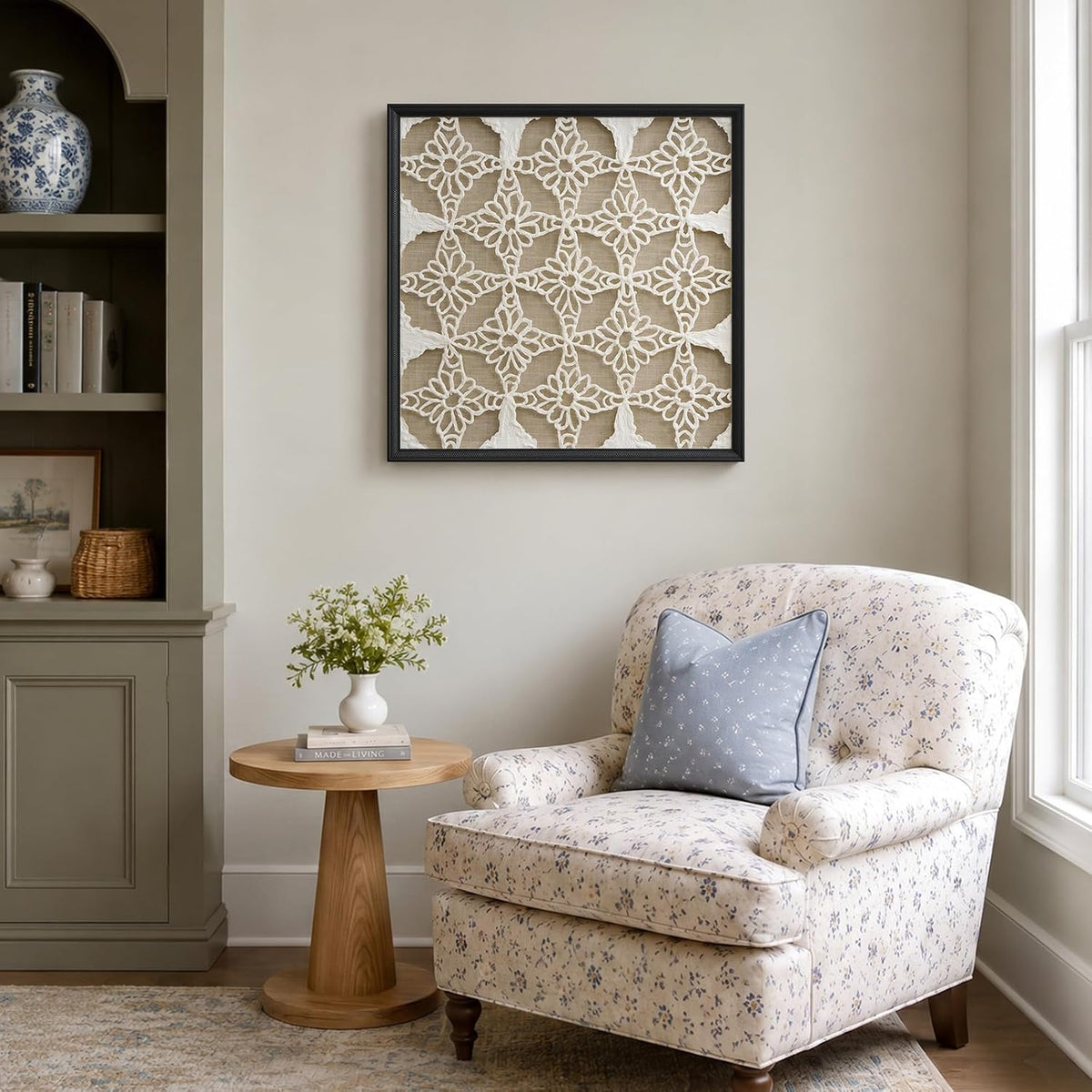 FOLKOR 24" Framed Black and White Abstract Wall Art Decor for Living Room