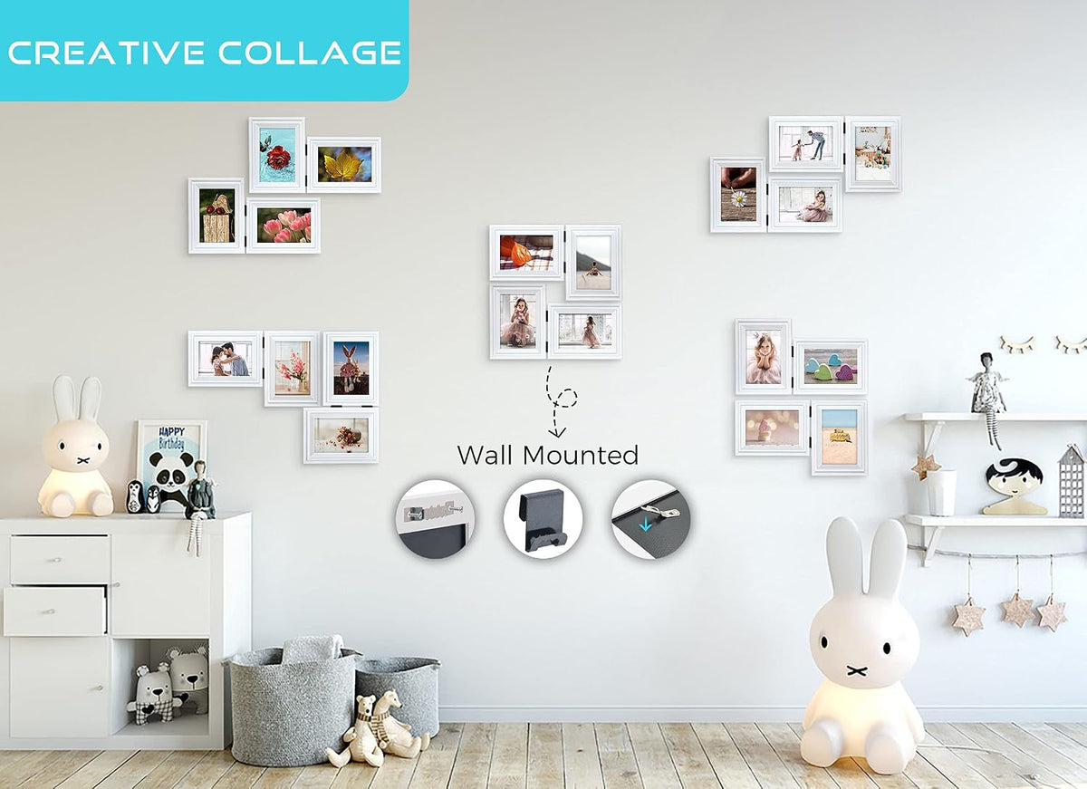 Double 5x7 Vertical Horizonta Frame, White Decorative Wood Frame