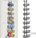 Hongtamoya 8 Tier Over The Door Organizer, Adjustable Hanging Door Organizer with 8 Wire Baskets 6 Hooks, Behind The Door Storage for Pantry Closet Bedroom Bathroom Cabinet Kitchen Laundry Room, Black
