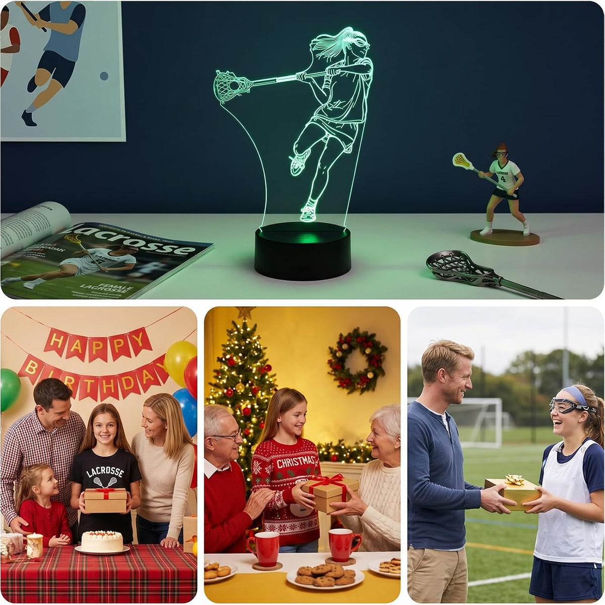 Lacrosse Night Light, Lacrosse Gifts for Girls Women