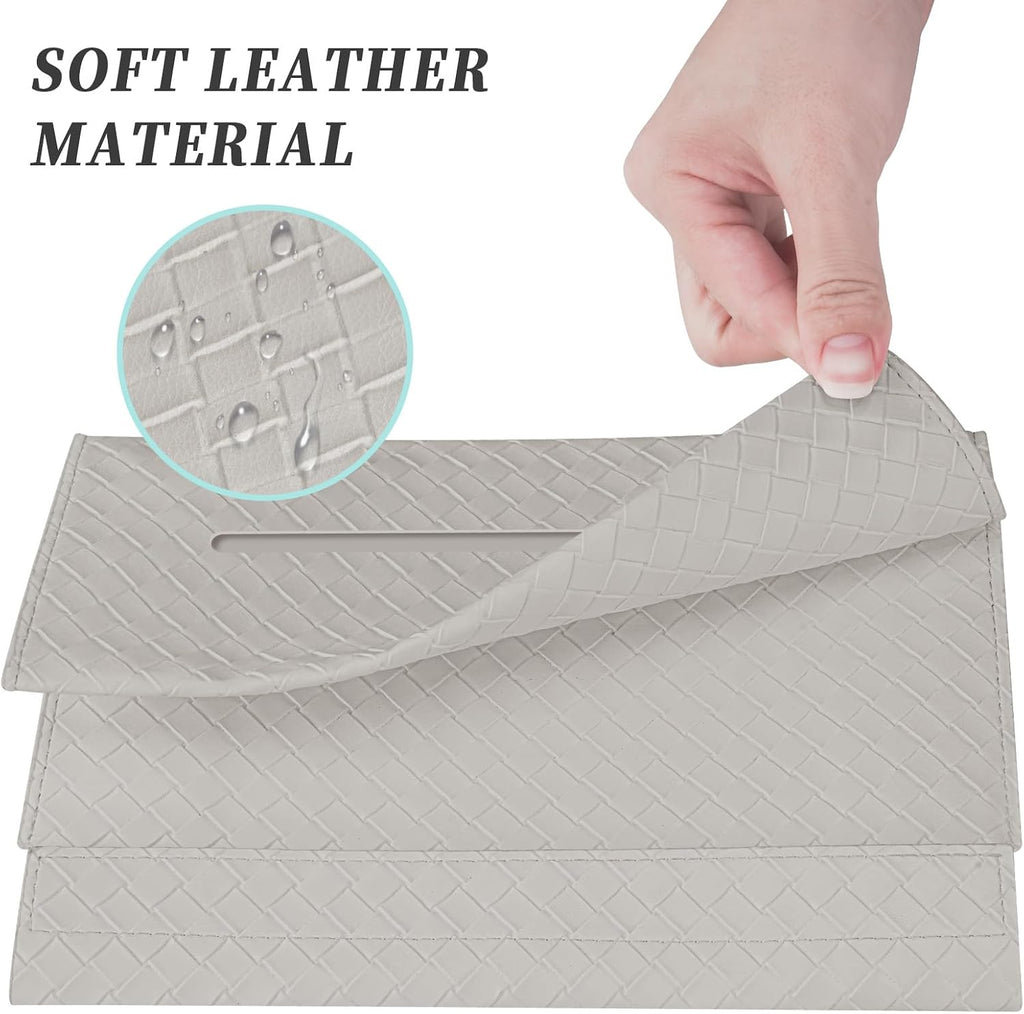 NiHome PU Leather Tissue Box Cover for Kleenex Hand Towels, Gray