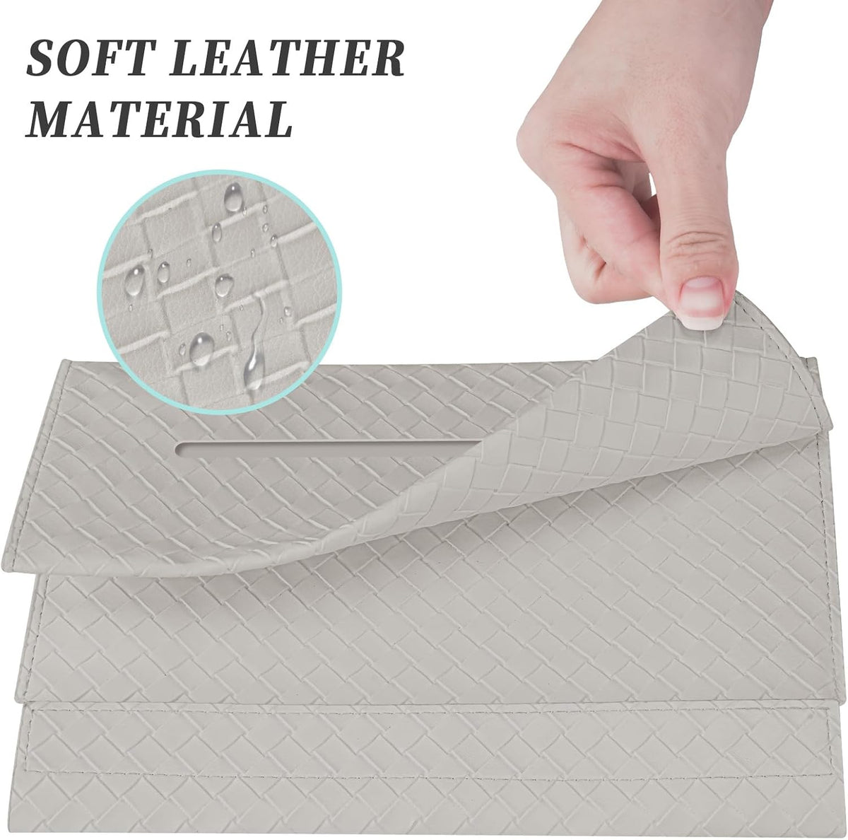 NiHome PU Leather Tissue Box Cover for Kleenex Hand Towels, Gray