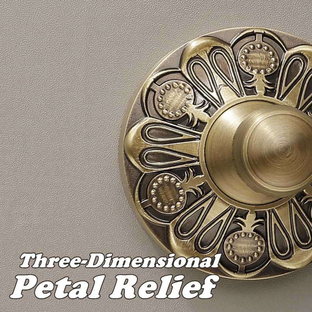 Antique Brass Hand Towel Bar, 12 inch Open-Ended Small Towel Holder Wall Mounted, Vintage Gold Decorative Bathroom Accessories, Brass Petal-Relief Series