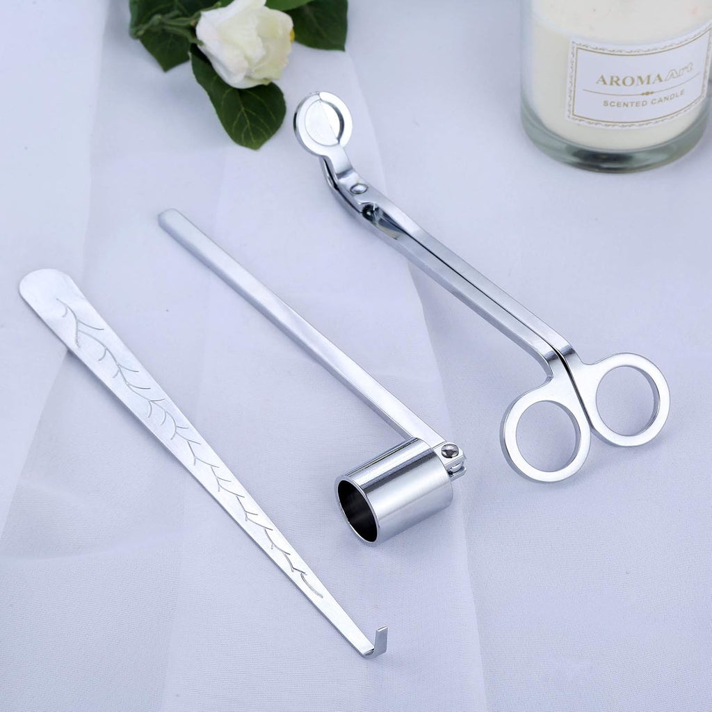 3 in 1 Candle Wick Trimmer Set, Snuffer, Dipper, Cutter, Silver