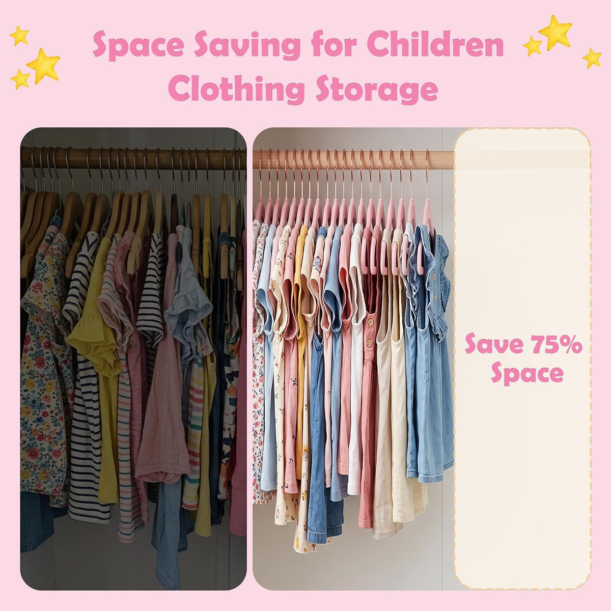 HOUSE DAY Velvet Baby Hangers for Closet, Kids Hangers Velvet 60 Pack, Non Slip Toddler Hanger 11.8 Inch, Durable Childrens Hanger for Newborn Baby Clothes- Blush Pink