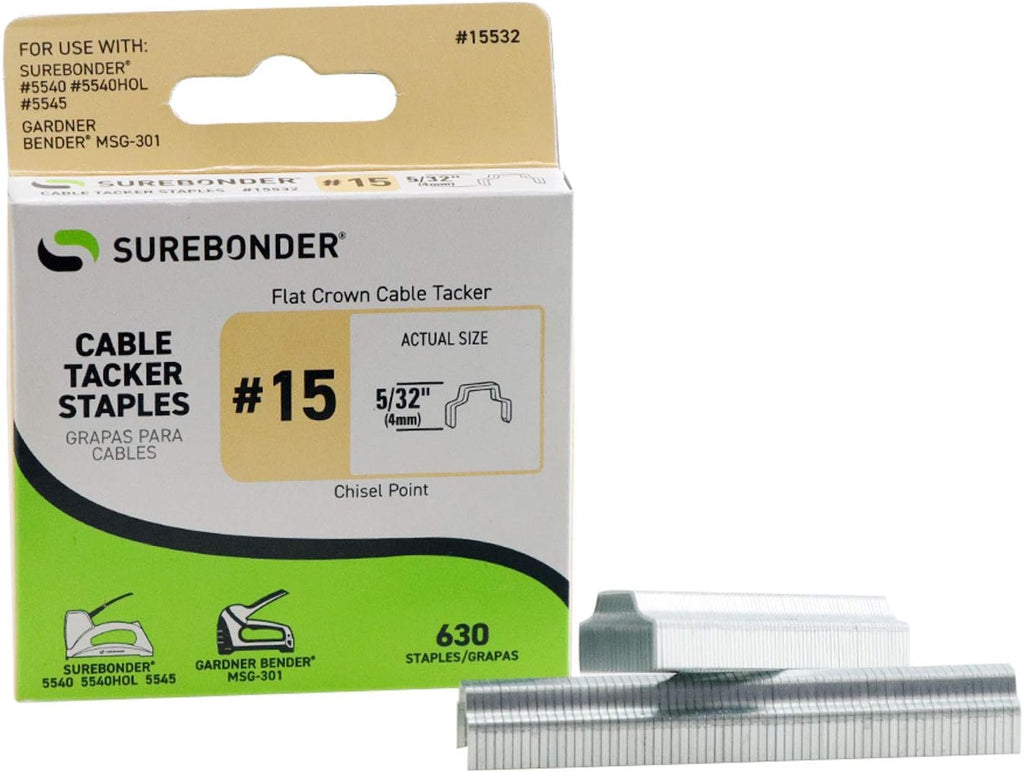 #15 Flat Crown Cable Tacker Staples - 630 ct.