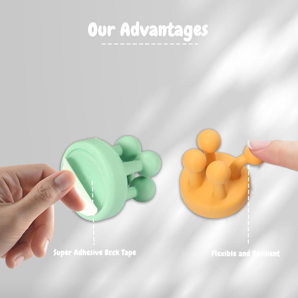 4 Pcs Silicone Waterproof Self Adhesive Toothbrush Holder,Black