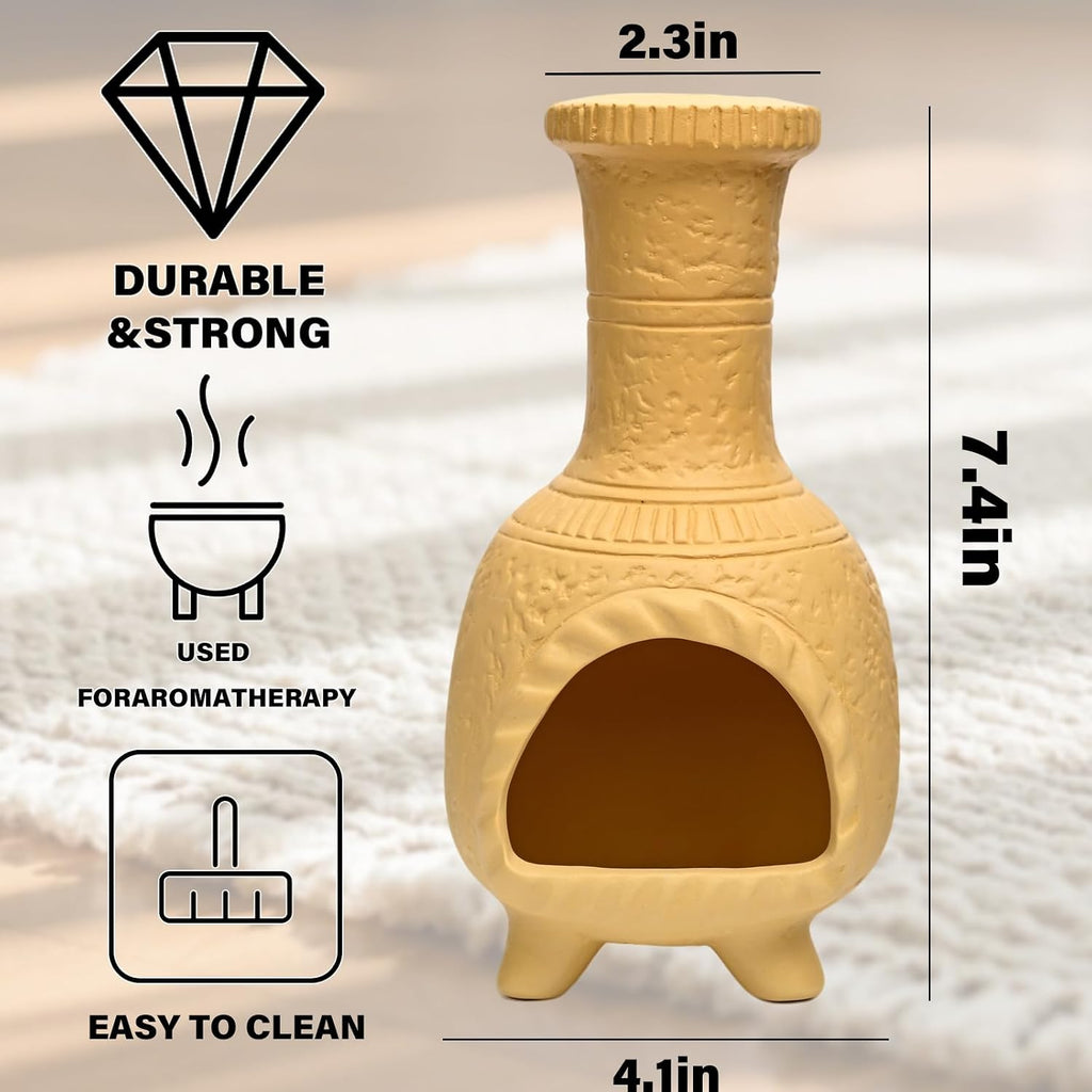 Ceramic Mini Chiminea Palo Santo Burner, Decorative Cone Incense Holder
