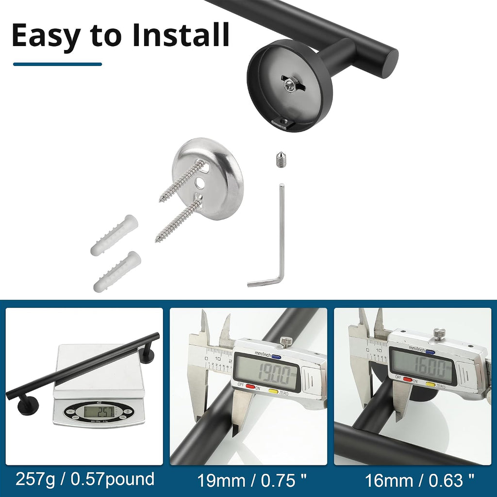 SAYAYO Towel Racks for Bathroom 24 Inch, Matte Black Towel Bar Wall Mounted
