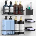 5 Pack Rustproof Shower Caddy, Adhesive Bathroom Shelf, Black