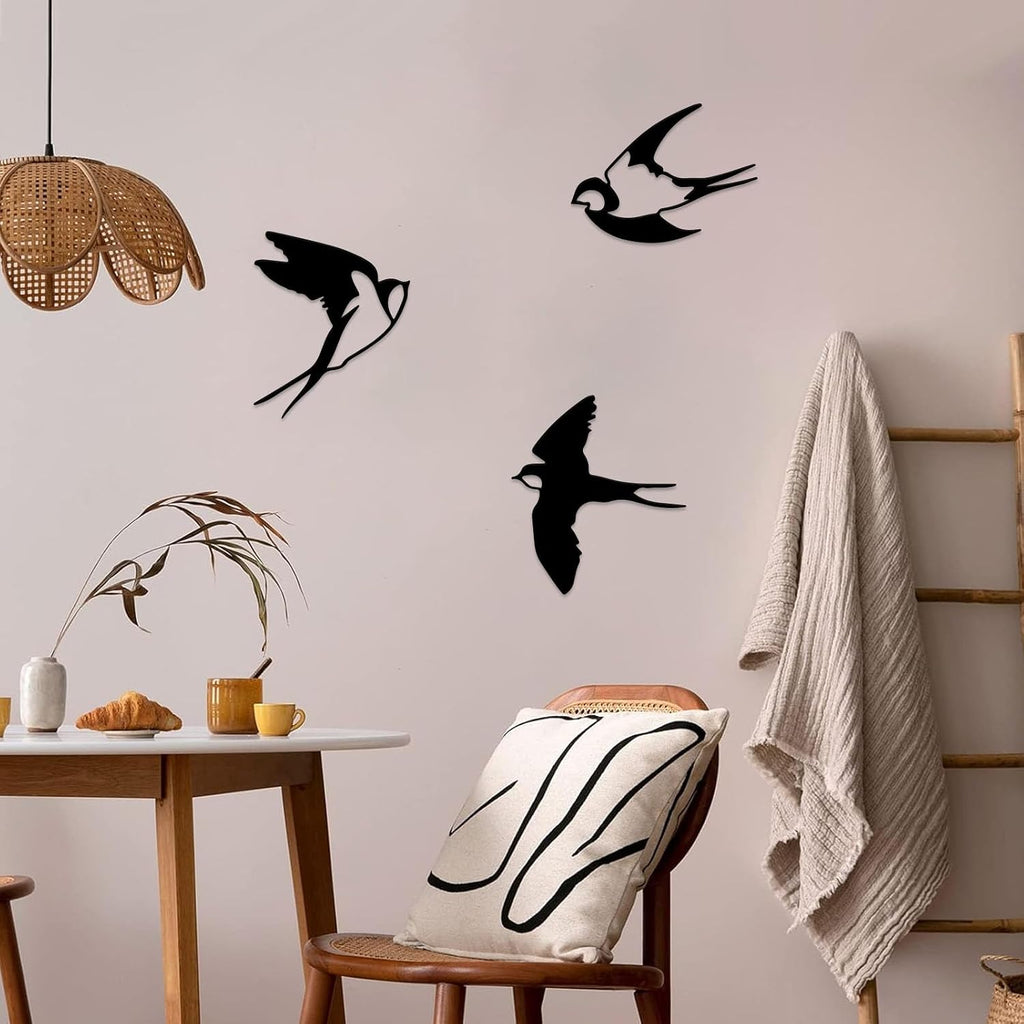 ESTART Metal Birds Wall Decor, 5 Pcs Black Birds Metal Wall Art