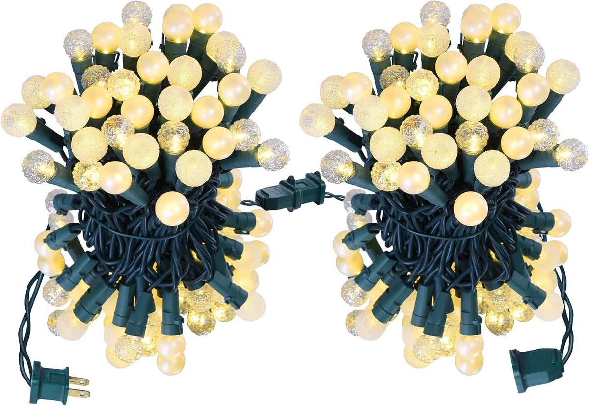 Globe String Lights: 2 Pack 70 LED Mix-Ball Fairy Lights Plug in UL Listed Christmas Tree Lights 19Ft Christmas Outdoor Indoor Fairy Lights for Bedroom Tree Patio Party Garden Wedding, Warm White