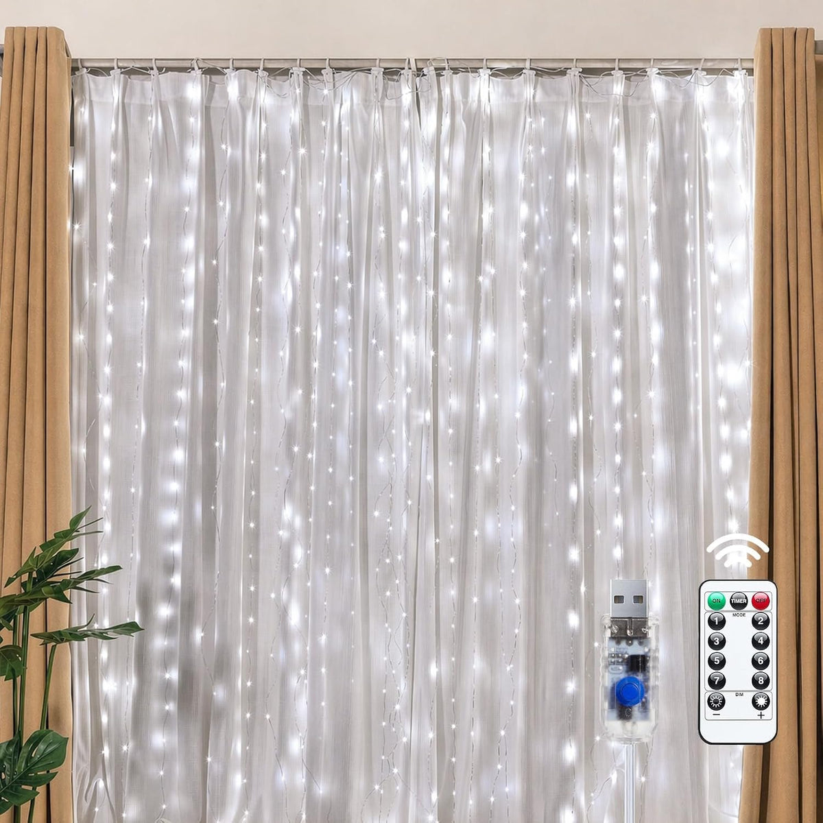 Brightown 300 LED Curtain Lights, 9.8ftx9.8ft Winter Wonderland Decorations