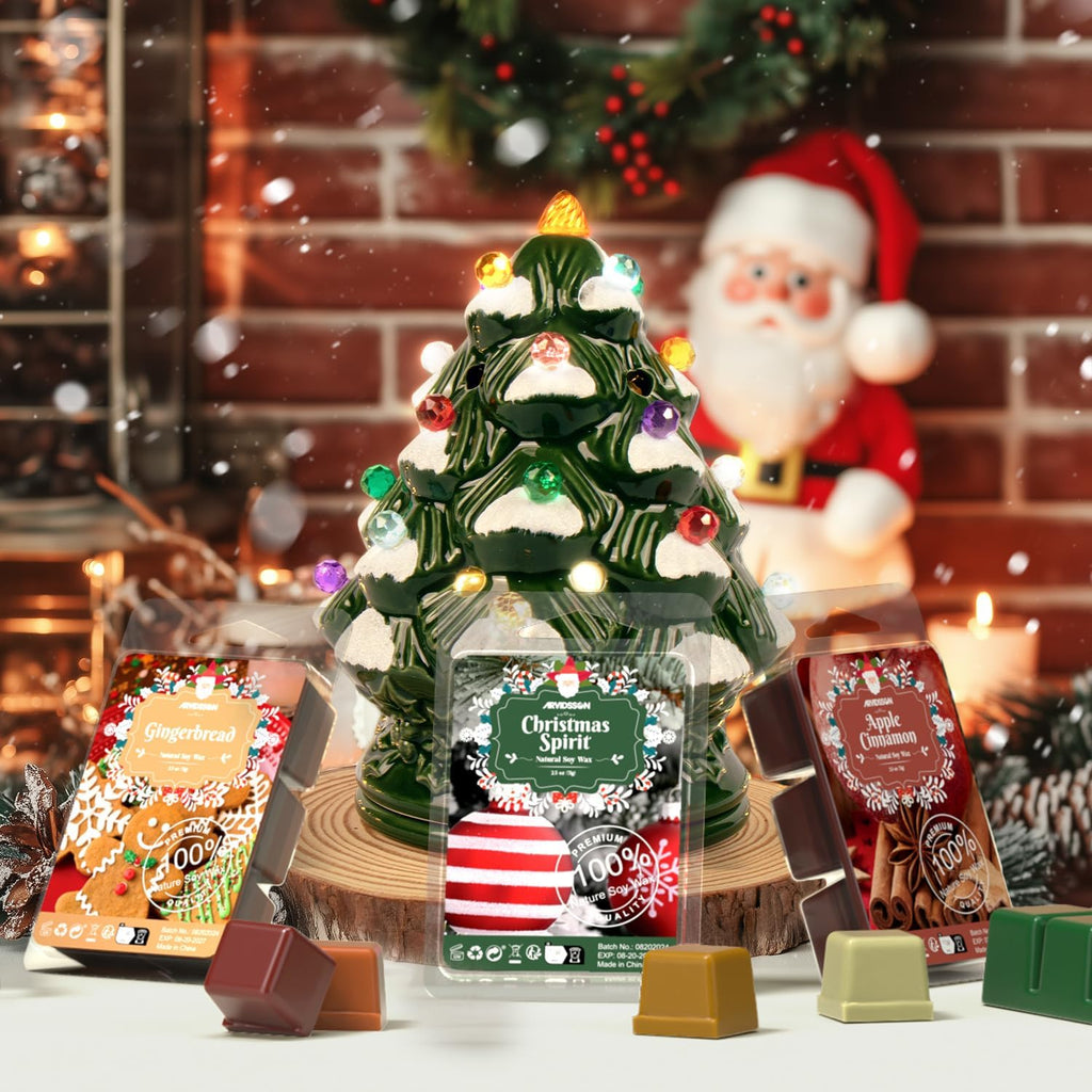ARVIDSSON Christmas Wax Melt Warmer - Electric Ceramic Christmas Tree Wax Warmer for Scented Wax - Holiday Season Melter for Fragrance Cubes and Tarts, Gfit for Women and Kids