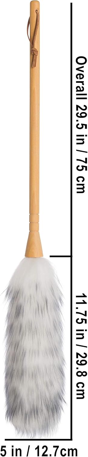 Redecker Lambswool Duster with Wooden Handle, 29.5 Inch