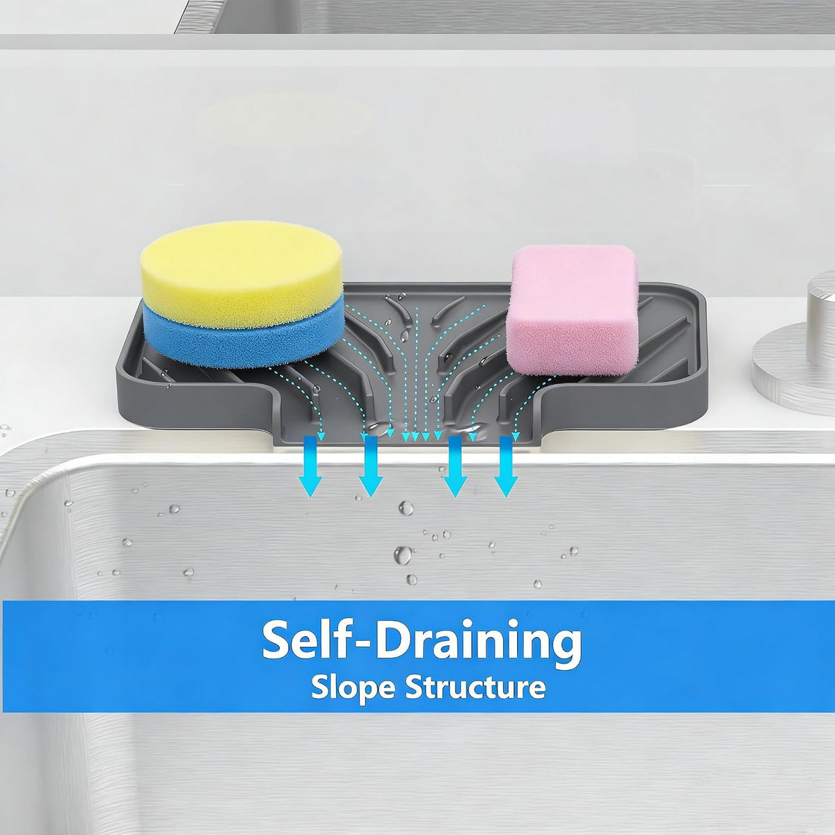 Sponge Holder for Kitchen Sink,8"x 4",Dish Sponge Holder Soap Tray